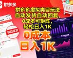 拼多多虚拟项目暴利揭秘：全自动躺赚日入1000+，0门槛矩阵操作（附教程）