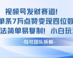 视频号爆款秘籍：单条7W点赞，小白轻松月入过万零门槛复制！