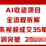 《AI收徒保姆级拆解：单条视频日入过万！35单成交全流程实战》