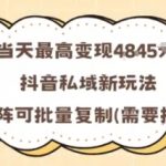 抖音私域暴利新玩法：日赚1000+，矩阵批量复制一学就会