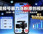 视频号爆粉秘籍：3分钟原创视频，7天涨粉破万玩法大揭秘！