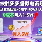 2025拼多多虚拟电商暴利躺赚：0成本月入过万，自动发货揭秘！