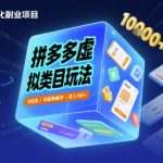 拼多多虚拟类目暴利秘籍：0成本矩阵操作，月入过万轻松躺赚！