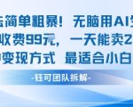 小白日赚2000+秘籍！99元定制暴利玩法 简单粗暴当天见效