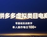 拼多多虚拟电商日入300+：零基础5步上手，单人可开10店！