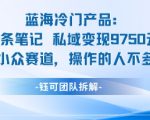 独家揭秘：小众赛道16条笔记私域惊人变现9750元蓝海项目，操作者寥寥！