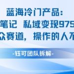 独家揭秘：小众赛道16条笔记私域惊人变现9750元蓝海项目，操作者寥寥！
