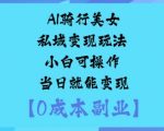AI骑行美女私域变现秘籍：小白日赚万元当日见效！