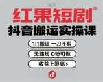 爆赚秘籍！0粉抖音搬运副业日入1000+：1:1克隆短剧无违规躺赚攻略