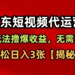 京东短视频带货新玩法：无需剪辑选品，爆赚日入500+【收益揭秘】