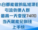 2025年负债人群私域引流项目：日赚1K+零门槛当天提现，小白秒变现爆赚！