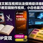 小说推文解压视频秘籍：零基础速成剪辑教程，新手月入10000+实操指南！