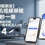 【揭秘手机视频审核副业】20秒一单，日入400+，在家用手机轻松赚！