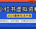 小红书虚拟资料变现：搜索流量爆赚秘籍，0成本一人多店，新手轻松日入500元+！