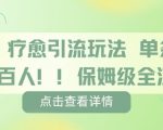 疗愈引流玩法：单条引流数百人爆款，保姆级全流程教程！