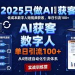 2025 AI获客必杀技：低成本数字人短视频单日引流100+爆炸实训营