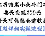 小红书冷门暴利项目日赚200+：当天见效必赚秘籍！