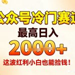 公众号冷门暴利赛道：小白零门槛日赚1000+，2025红利捡钱风暴！