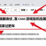 2025年底CSGO游戏挂暴富秘笈：捡漏掘金赚翻天，轻松回家过肥年！【揭秘】