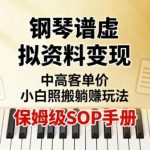 小红书钢琴谱虚拟资料躺赚秘籍：小白日入千元保姆级SOP变现指南