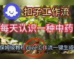 COZE扣子工作流：一键秒爆每日中药短视频！保姆级搭建教学，轻松成为中医大师！
