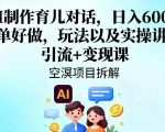 AI育儿对话暴利变现：日入600+简单实操课，引流赚钱全攻略！