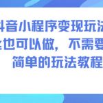 抖音小程序零成本暴利变现：0粉丝秒赚日入千元超简单教程！