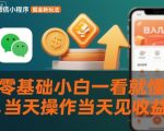 微信小程序爆赚秘籍：新手日入千元速成，零门槛当天见钱超详细揭秘！