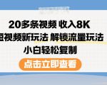 短视频新玩法：20条视频月入过万，解锁流量秘籍，新手轻松复制赚翻天！