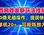 全网独家挂机盒子自动賺钱神器：单机日入20+，矩阵无限放大，长期稳定爆赚终极揭秘