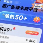 2025爆赚新平台！广告赚钱单机日入50+，推广收益翻倍，3天狂赚1400元终极秘籍
