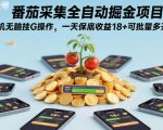 【暴利揭秘】手机全自动掘金项目：番茄采集日赚18+，无脑挂机批量多开，收益狂飙！