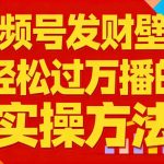 视频号发财壁纸爆款实操：新手零门槛入局，轻松过万播日赚千元！