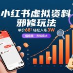 小红书虚拟资料暴利玩法：68元单价轻松日入3W+，信息差赚钱秘籍，市场海量待掘！