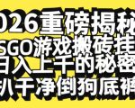 2026开年暴利揭秘：CSGO搬砖挂G日赚1000+终极指南，扒光倒狗所有内幕！