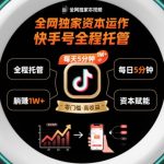 全网独家快手号托管躺赚秘籍！每天5分钟轻松月入1W+【资本运作大揭秘】