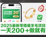 2025薅羊毛项目惊天揭秘：手机操作秒赚200+，无门槛日入过百必火！