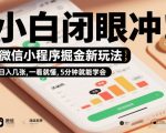 微信小程序暴富新玩法！日入千元，5分钟学会，小白闭眼冲【揭秘】