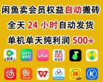 闲鱼自动卖会员权益：一部手机日赚500+，无需囤货24小时躺赚副业！