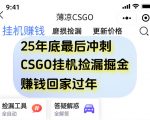 CSGO挂机暴利掘金：一部手机零门槛日入千元+【绝密揭秘】