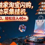 【爆赚秘籍】淘宝闪购全自动采集，零门槛操作，单人轻松日入60+！独家内幕揭秘