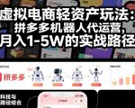 月狂赚1-5W！虚拟电商轻资产躺赚玩法：拼多多机器人代运营实战全揭秘