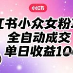 小红书小众女粉项目，全自动成交，单日收益多张