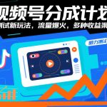 视频号分成计划，眼力测试新玩法，流量爆火，多种收益渠道
