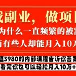 价值3980的网创内部课程，告诉你互联网创业月入10个W的秘密【揭秘】