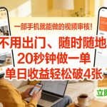 一部手机就能做的视频审核！不用出门，随时随地，20秒钟做一单，单日收益轻松破4张【揭秘】