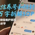 微信养号和防封号1万字拆解SOP，个人微信维护技巧，私域必学【文档】