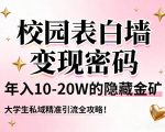 惊人！校园表白墙变现终极秘籍：年入20W+隐藏金矿，大学生私域精准引流暴利攻略！