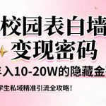 惊人！校园表白墙变现终极秘籍：年入20W+隐藏金矿，大学生私域精准引流暴利攻略！