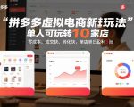 拼多多虚拟电商新玩法，单人可玩转10家店，零成本、成交快、转化快，单店单日盈利3张【揭秘】